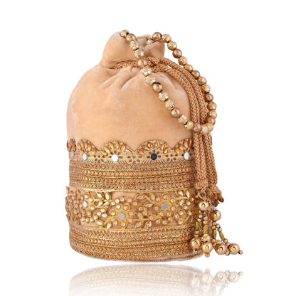 Rajasthani Velvet Potli Bag – Zari & Mirror Work