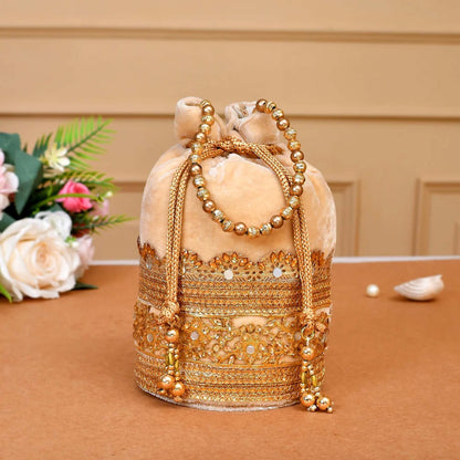 Rajasthani Velvet Potli Bag – Zari & Mirror Work