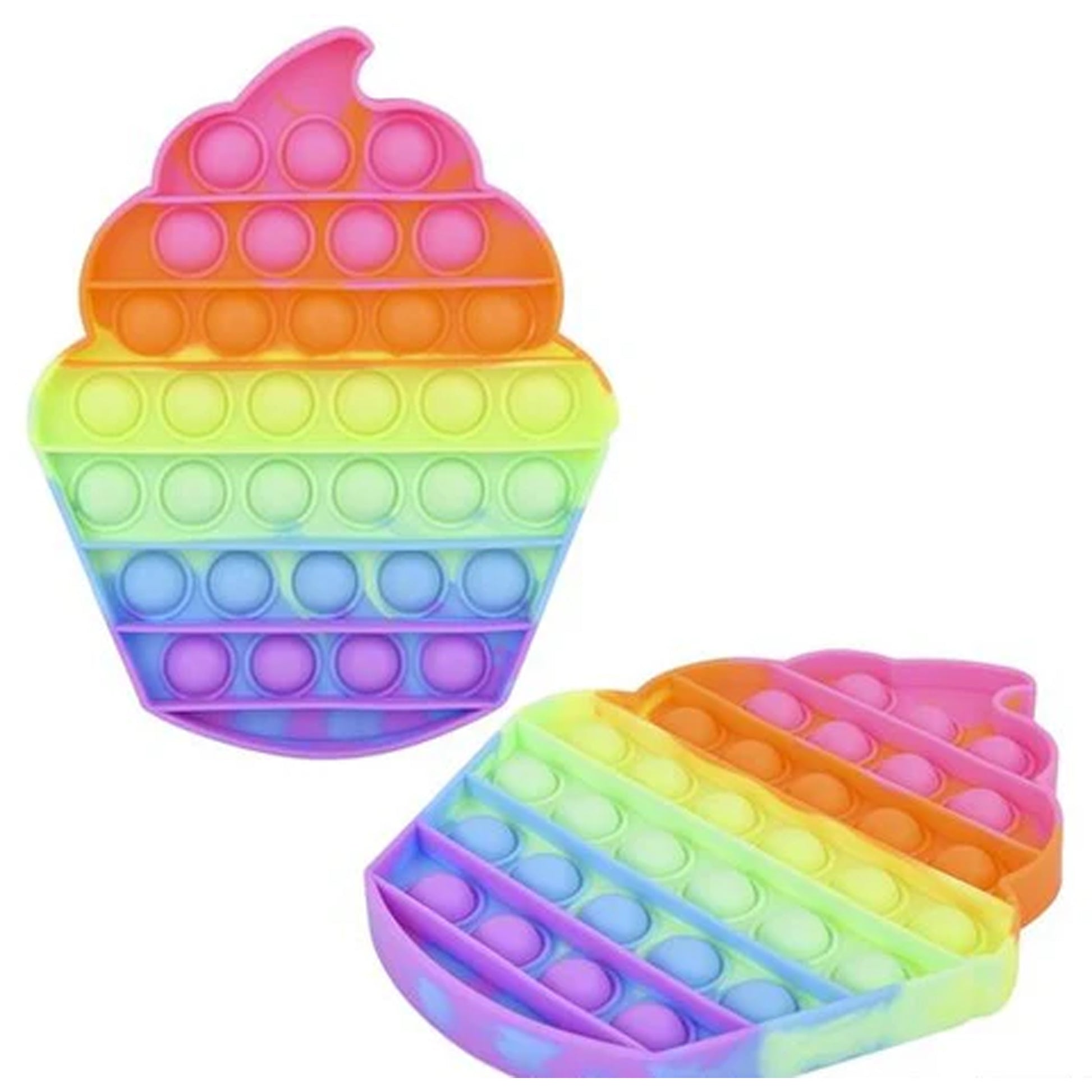 Neon Cupcake Bubble Pop It Silicone Stress Reliever Toy - NoveltiesMart.com Wholesale