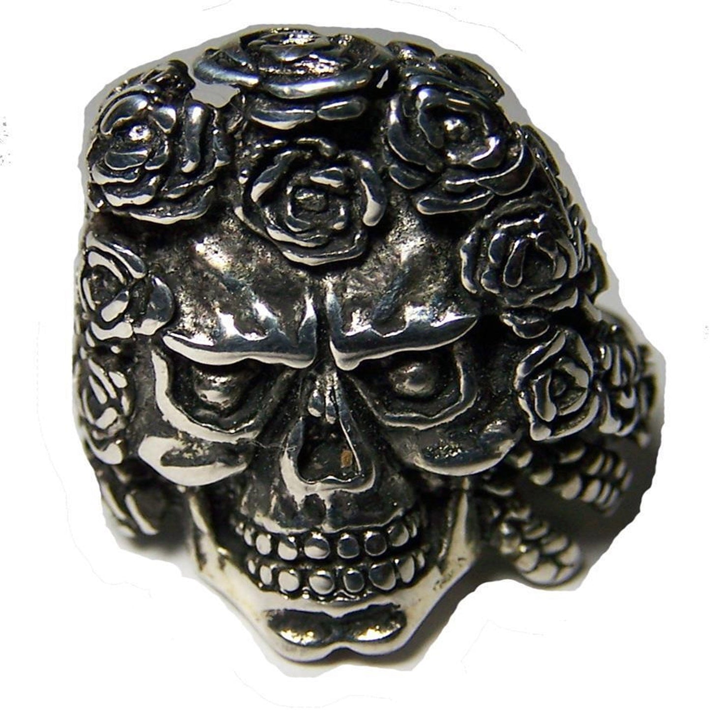 Skull Head with Rose Hair Biker Ring Wholesale