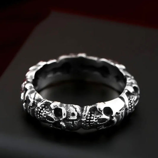 Circle of Skull Heads Biker Ring - Wholesale