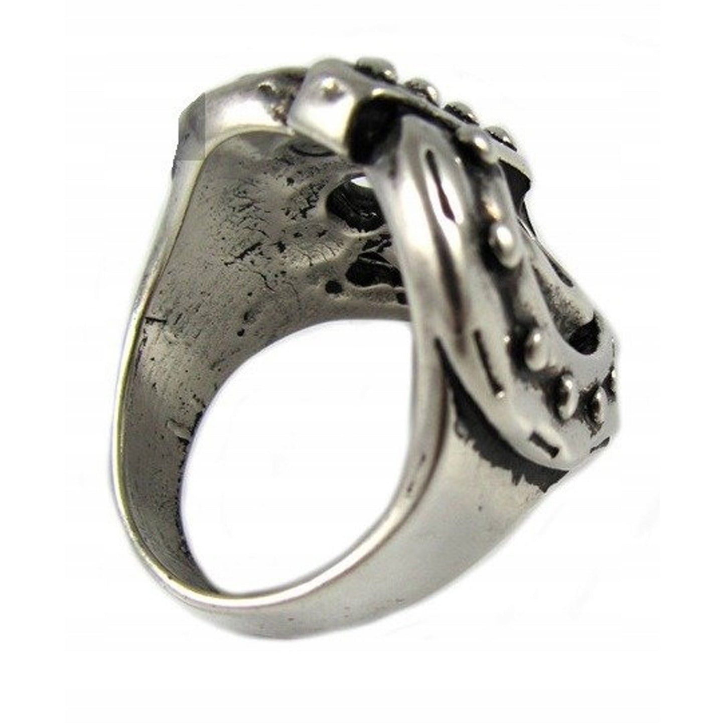 Skull Head with Armored Helmet Biker Ring - Wholesale