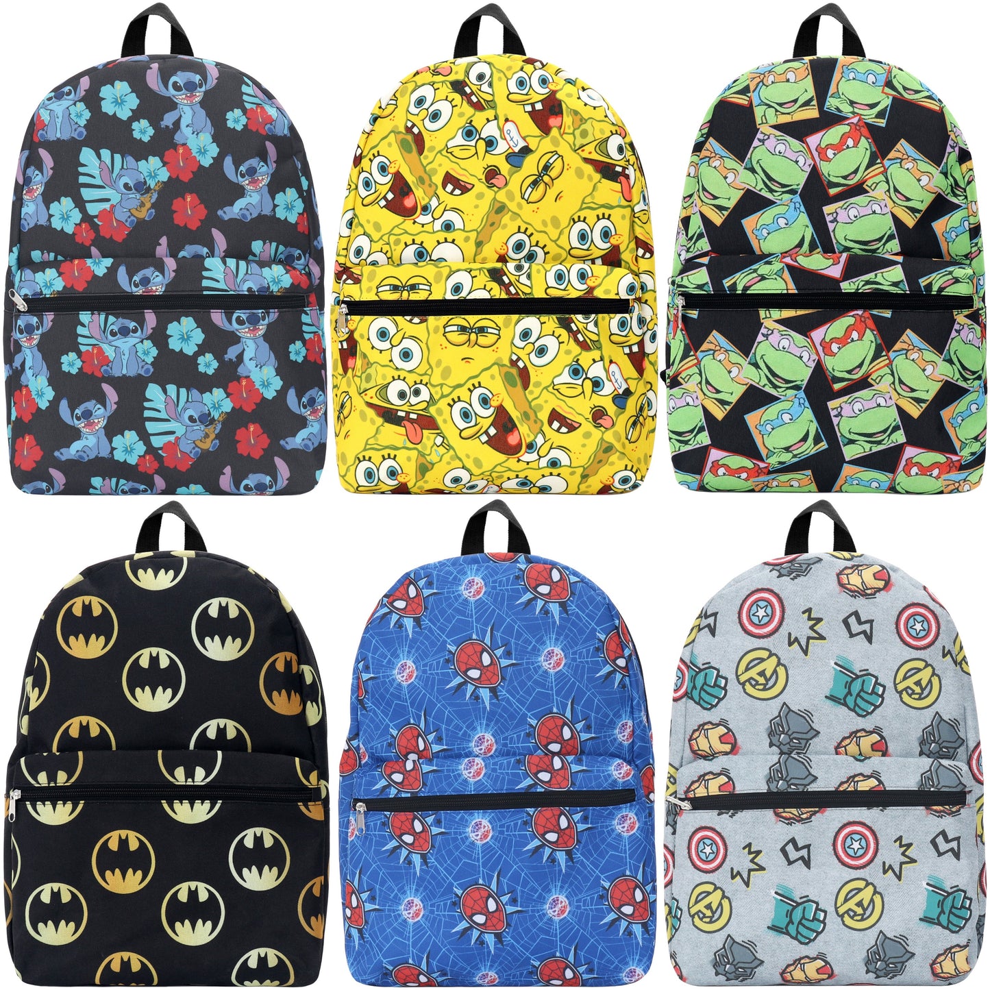 12 Wholesale 17" Licensed Character Backpacks & 12 Bulk School Supply Kits of Your Choice