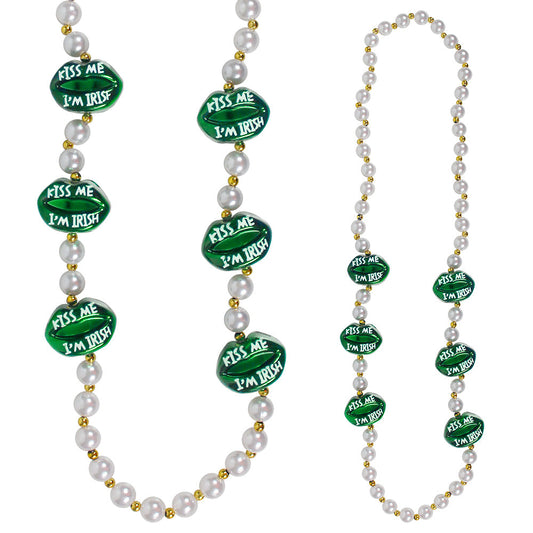 Bead Kiss Me I'm Irish Lips Necklace 42" (6 PACK)