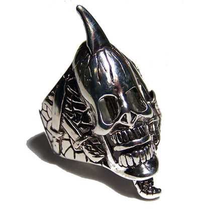 Spiked Skull Head Biker Ring - Wholesale