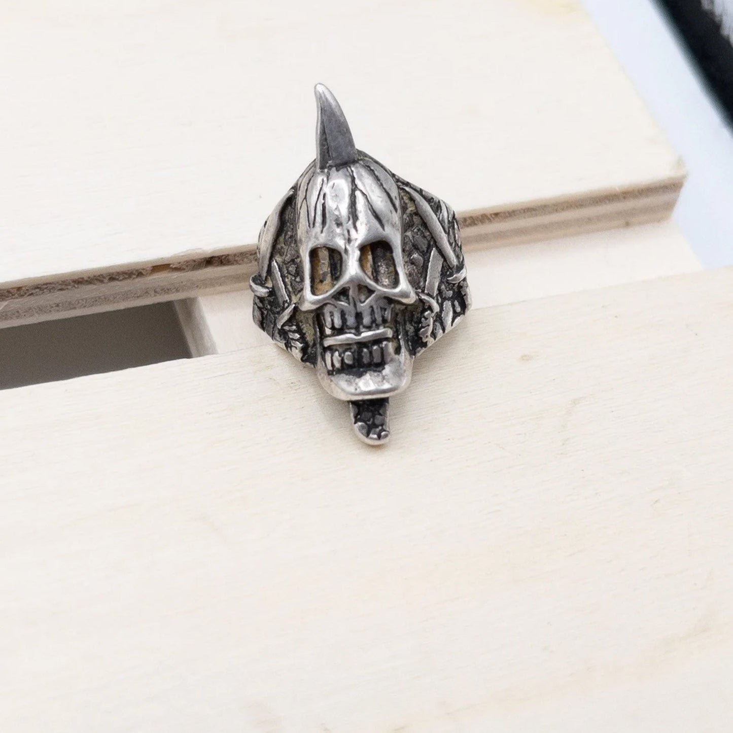 Spiked Skull Head Biker Ring - Wholesale