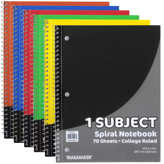 1-Subject Notebook, College Ruled, 70 Sheets NoveltiesMart Wholesale