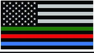 RED/ GREEN/ BLUE LIVES THIN BLUE LINE AMERICAN FLAG BUMPER STICKER - NoveltiesMart.com Wholesale