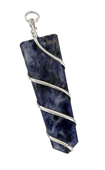 Flat Sodalite Coil Wrapped Stone Pendant - 2 Inches Long - Wholesale - NoveltiesMart.com Wholesale