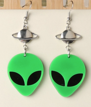 Alien Head Space Earrings - Wholesale 3-Inch Long Earrings - NoveltiesMart.com Wholesale