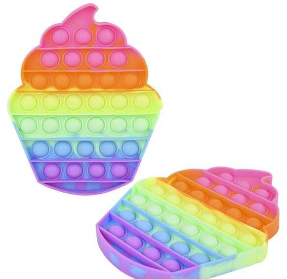 Neon Cupcake Bubble Pop It Silicone Stress Reliever Toy - NoveltiesMart.com Wholesale