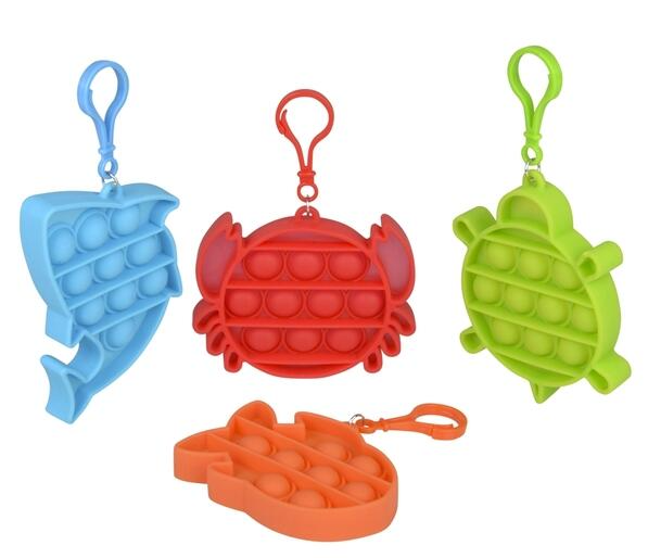 Ocean Life Bubble Poppers Clip Silicone Stress Reliever Toy Keychains - NoveltiesMart.com Wholesale