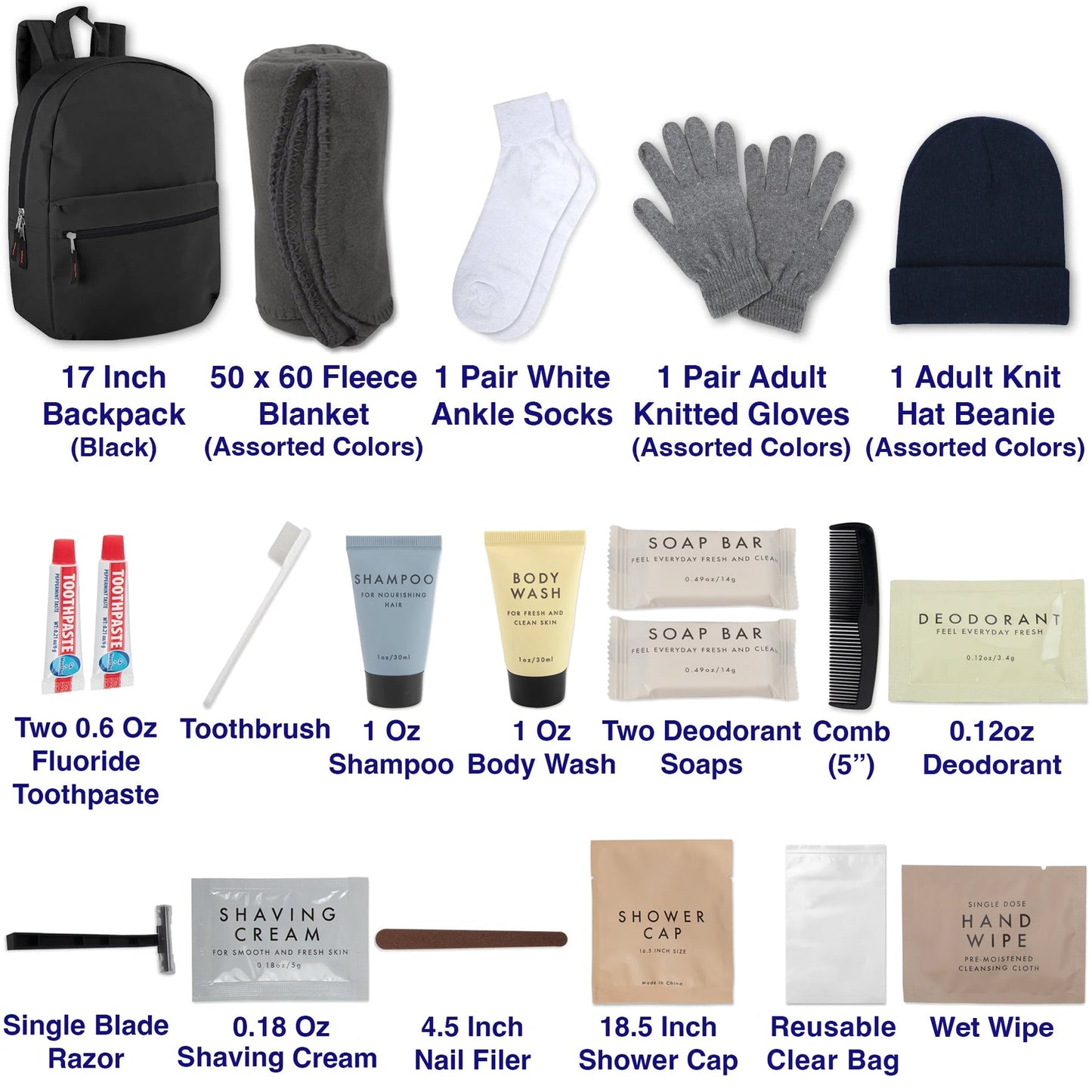 Warm Essential 20-piece Homeless Care Hygiene Kit  Wholesale