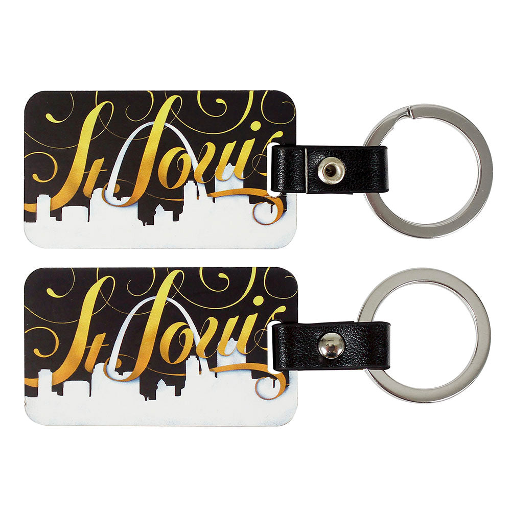 St. Louis Keychain - Wood Gold 2-1/3" (DZ)