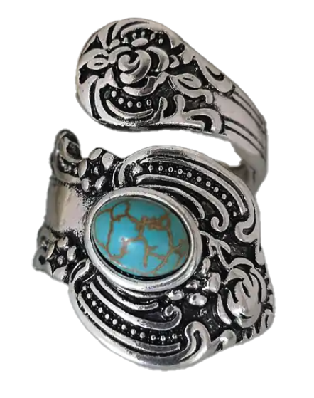 Wrap Around Western Turquoise Color Stone Ring - Adjustable - Wholesale - NoveltiesMart.com Wholesale