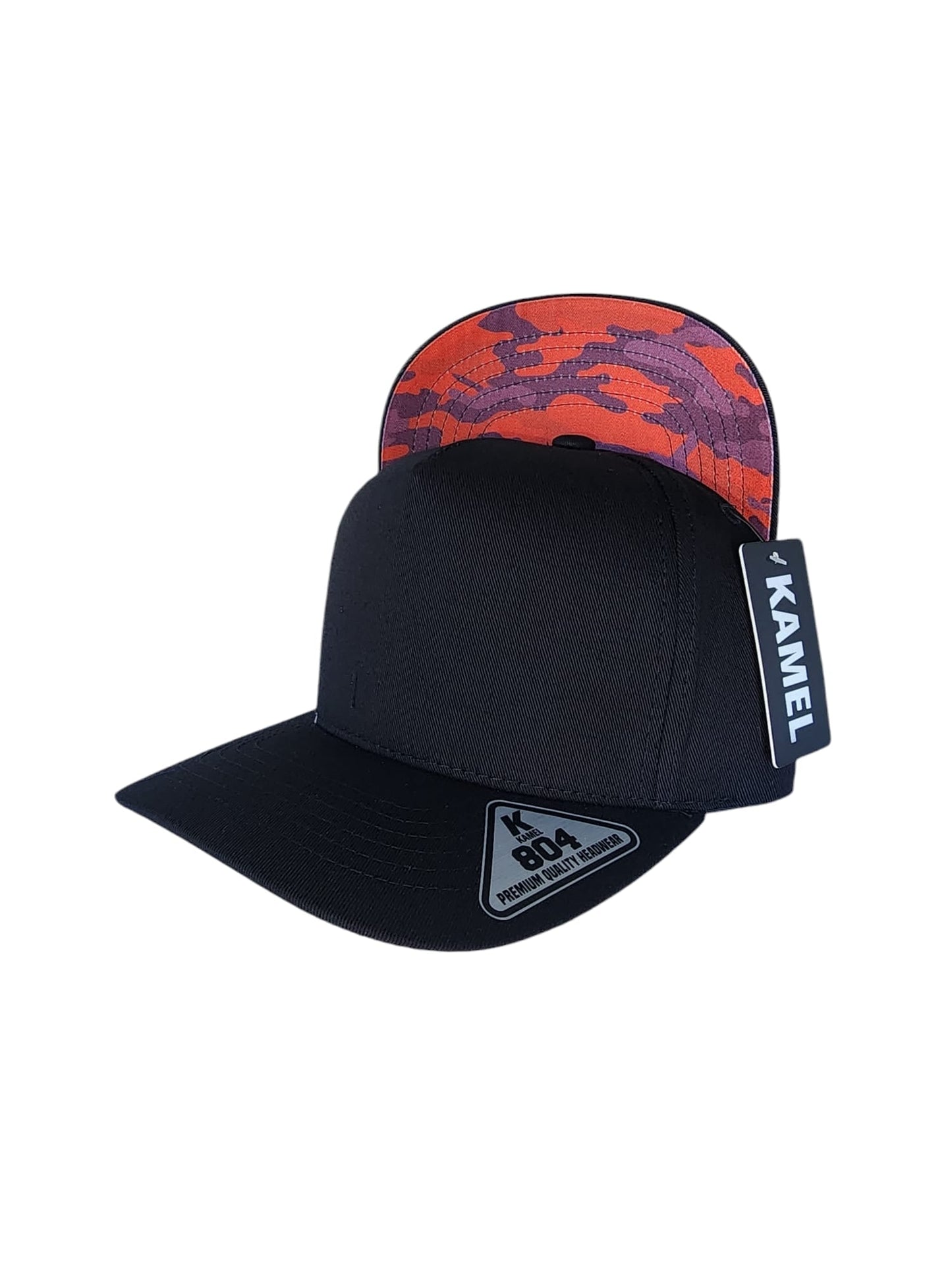 Kamel 804 Under Visor 5 Panel High Crown Slight Curve Solid Snapback Cap