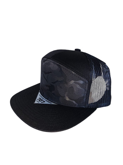 Kamel K707 Hybrid Trucker 7 Panel Flat Adjustable Snapback Mesh Trucker Cap