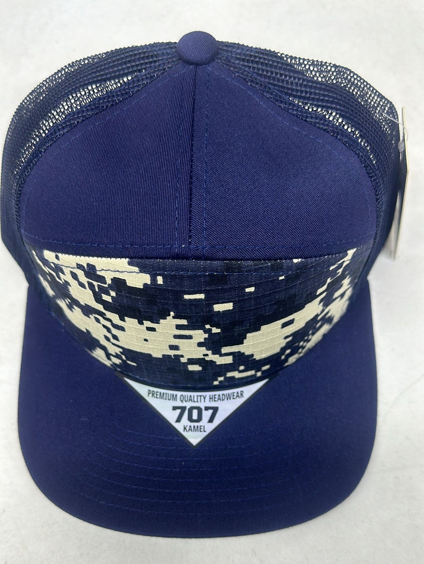 Kamel 707 Cotton Camo 7 Panel Flat Adjustable Snapback Mesh Trucker Cap