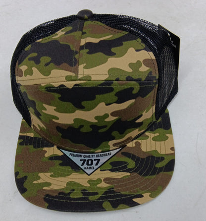 Kamel 707 7-Panel Flat Adjustable Snapback Mesh Trucker Cap-Noveltiesmart.com