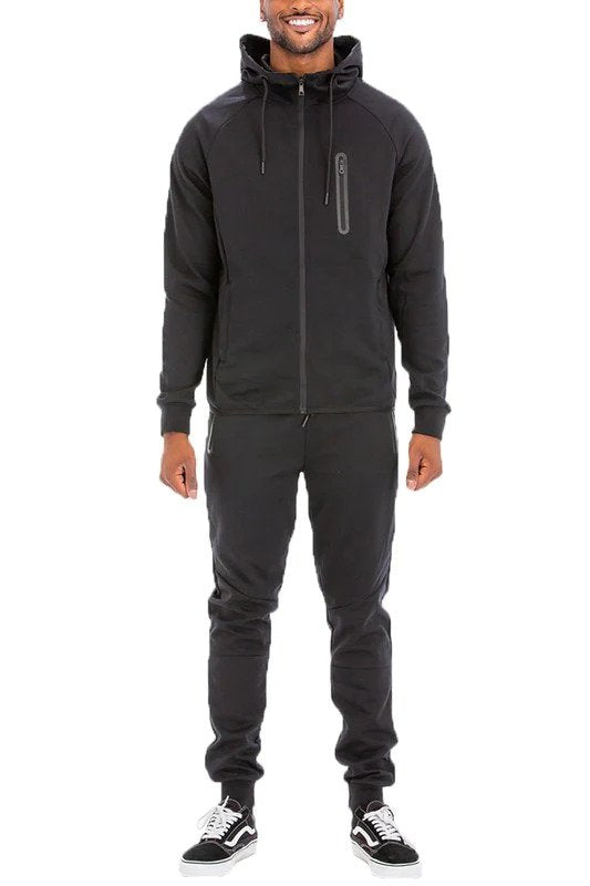 "Men's Full Zip Sweat Pant Sweat Set – Comfortable Track Suit with Elastic Waist and Ankle"