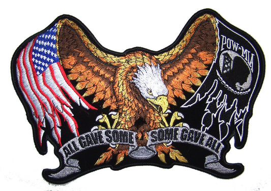 Jumbo American POW MIA Eagle Wings Patch - 11 Inches