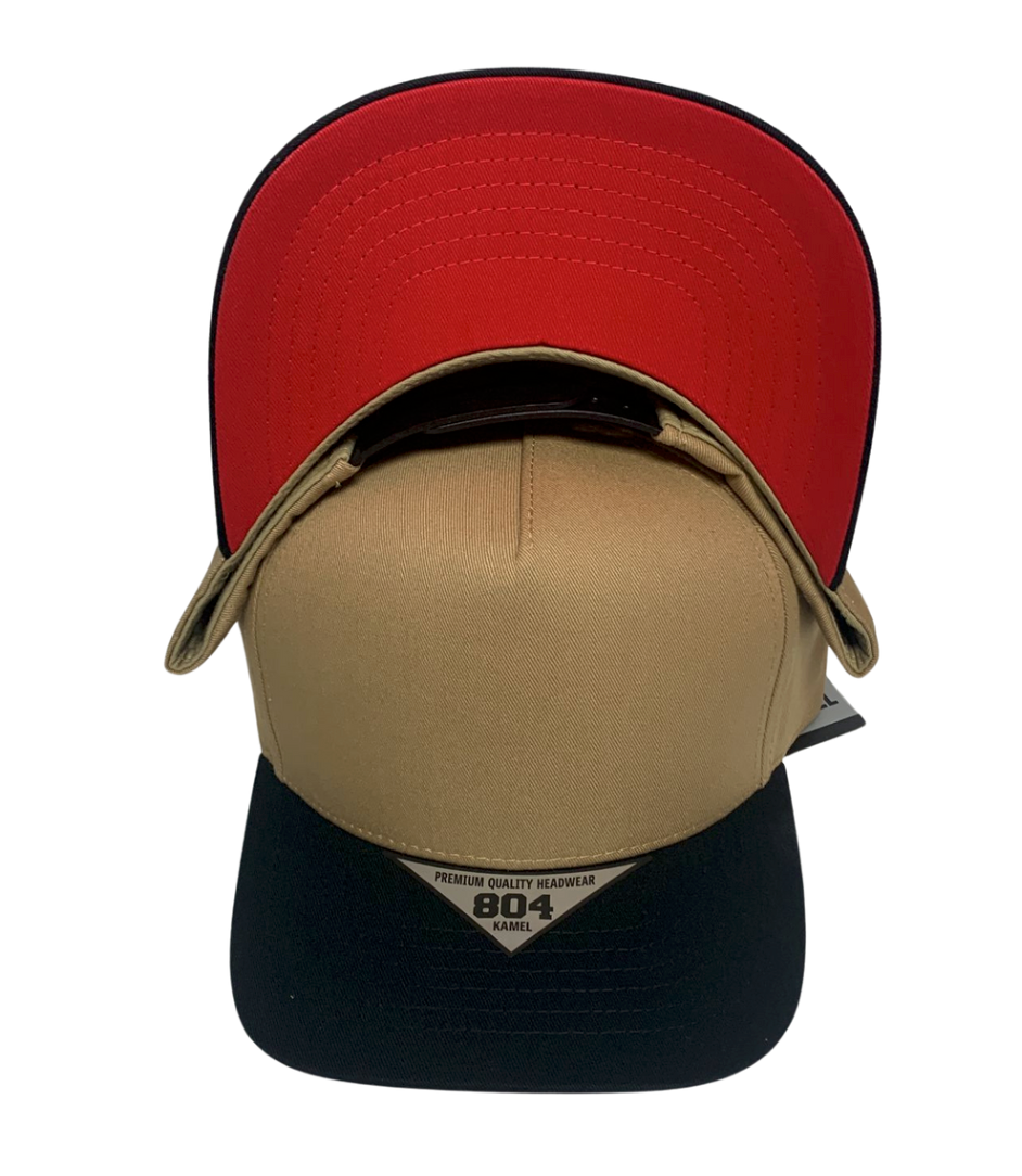 Kamel 804 Under Visor 5 Panel High Crown Slight Curve Solid Snapback Cap