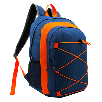 17" Bungee Wholesale Premium Design Backpacks in 4 Assorted Colors - Wholesale Bookbags Case of 24