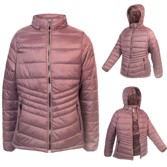 Women's Pink Soft Puffer Wholesale Coats in Assorted Plus Sizes - Bulk Case of 12 Jackets